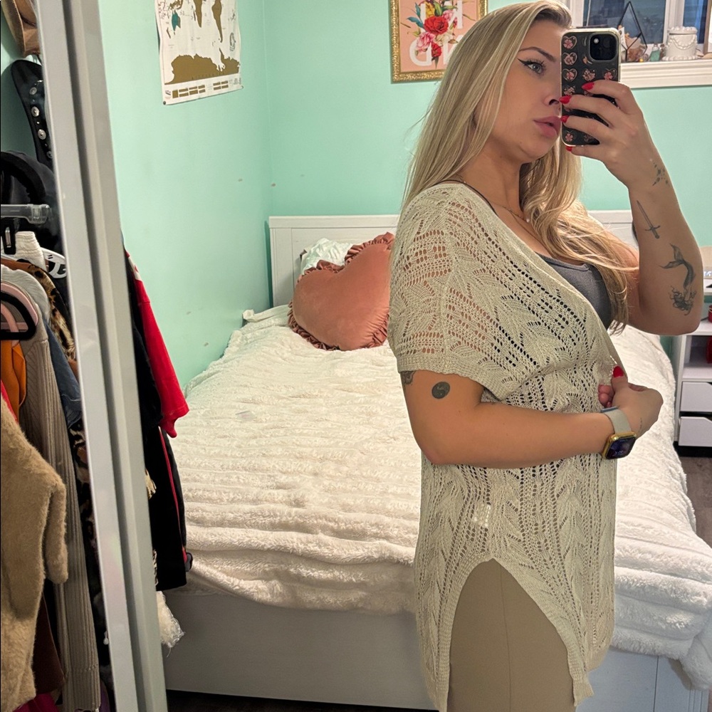 Cream Knit Open Cardigan